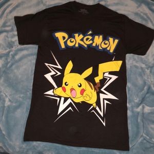 Pikachu pokemon screen print crew neck tee shirt